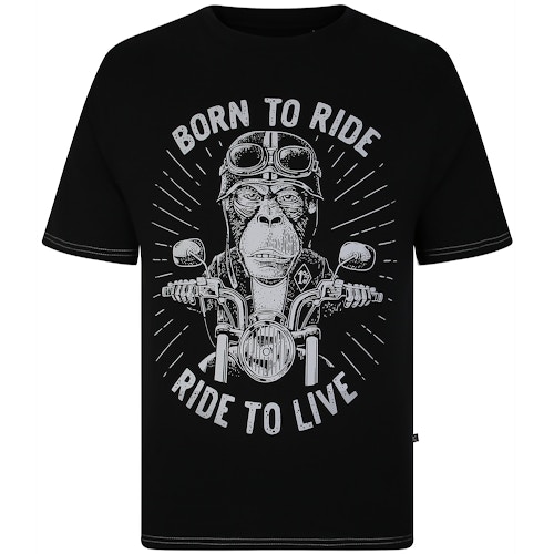 KAM Born to Ride Print T-Shirt Schwarz
